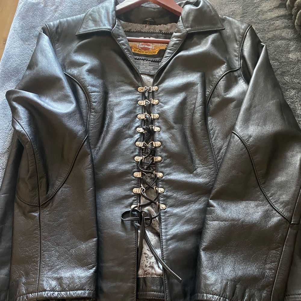 Harley Davidson Women’s Lace Up Leather Jacket RARE